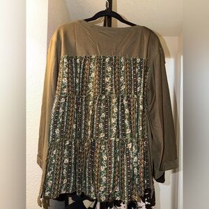 In Bloom Sage Green Buttoned Top